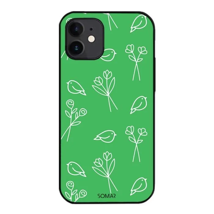 Kryt na mobil Bird and flower green